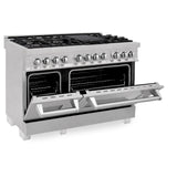 ZLINE 48 in. DuraSnow Stainless Steel 6.0 cu.ft. 7 Gas Burner/Electric Oven Range with Color Door Options (RAS-SN-48) [Color: DuraSnow Stainless Steel] - (RASSN48)