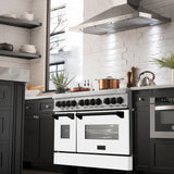 ZLINE Autograph Edition 48" 6.0 cu. ft. Dual Fuel Range with Gas Stove and Electric Oven in DuraSnow Stainless Steel with White Matte Door with Accents (RASZ-WM-48) [Color: Matte Black] - (RASZWM48MB)