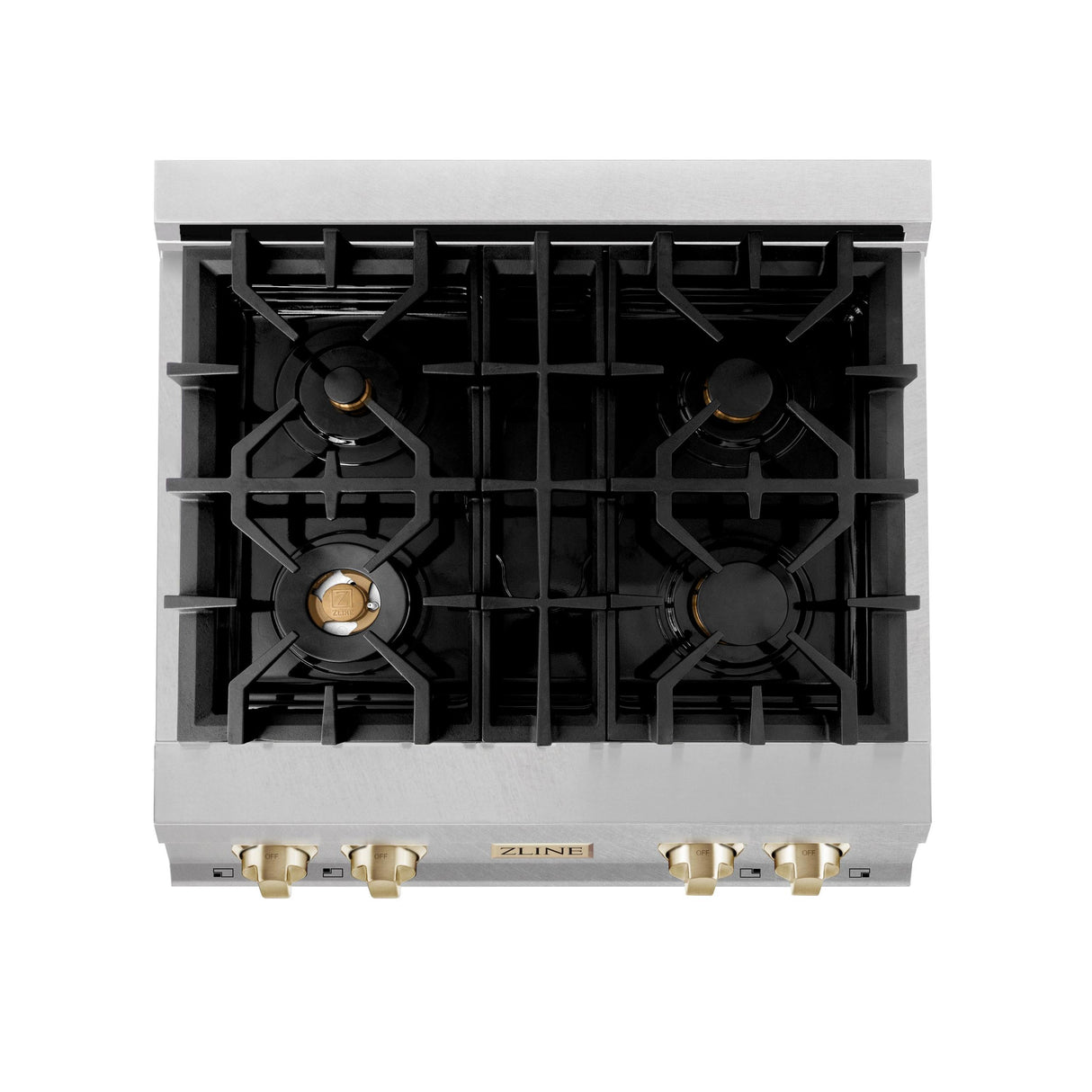 ZLINE Autograph Edition 30" Porcelain Rangetop with 4 Gas Burners in Fingerprint Resistant Stainless Steel and Polished Gold Accents (RTSZ-30-G) - (RTSZ30G)