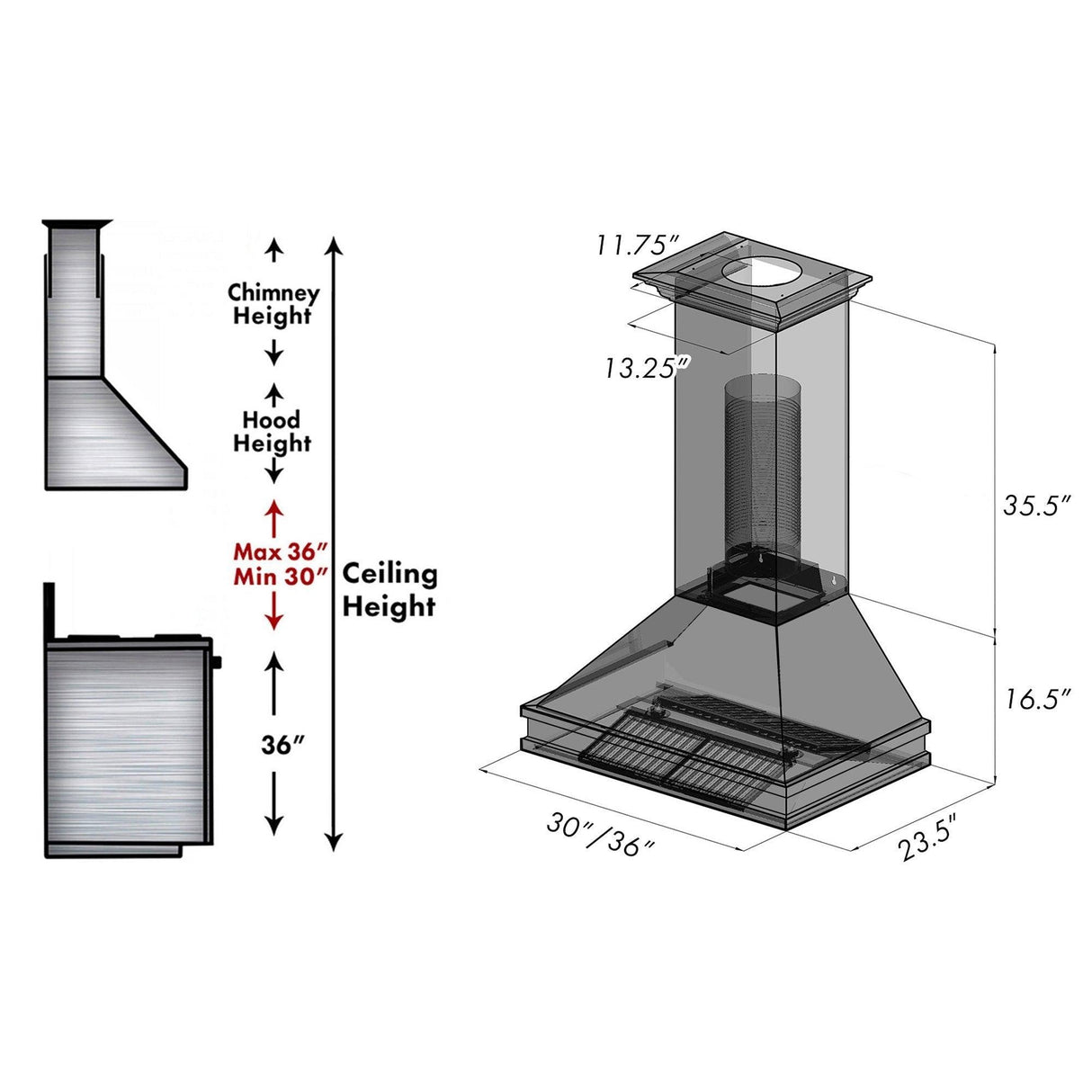 ZLINE Designer Series DuraSnow Wall Mount Range Hood (8656S) - (8656S30)