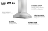 ZLINE Outdoor Approved Island Mount Range Hood in Stainless Steel (697i-304) - (697I30436)