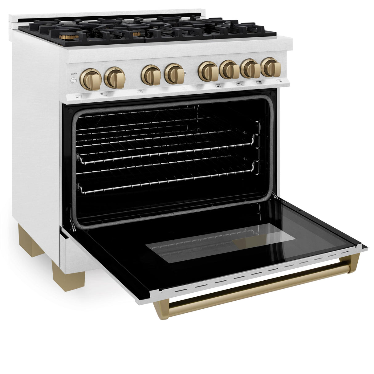 ZLINE Autograph Edition 36 in. 4.6 cu. ft. Dual Fuel Range with Gas Stove and Electric Oven in DuraSnow Stainless Steel with Accents (RASZ-SN-36) [Color: Champagne Bronze] - (RASZSN36CB)