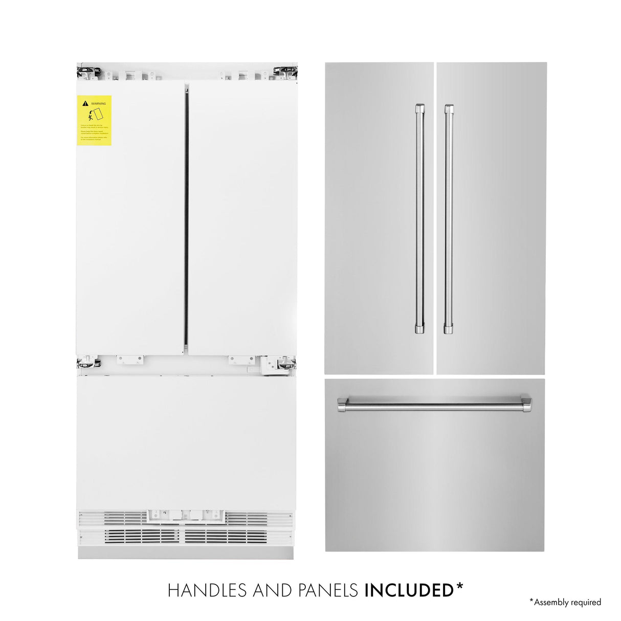 ZLINE 36" 19.6 cu. ft. Built-In 3-Door French Door Refrigerator with Internal Water and Ice Dispenser in Stainless Steel (RBIV-304-36) - (RBIV30436)