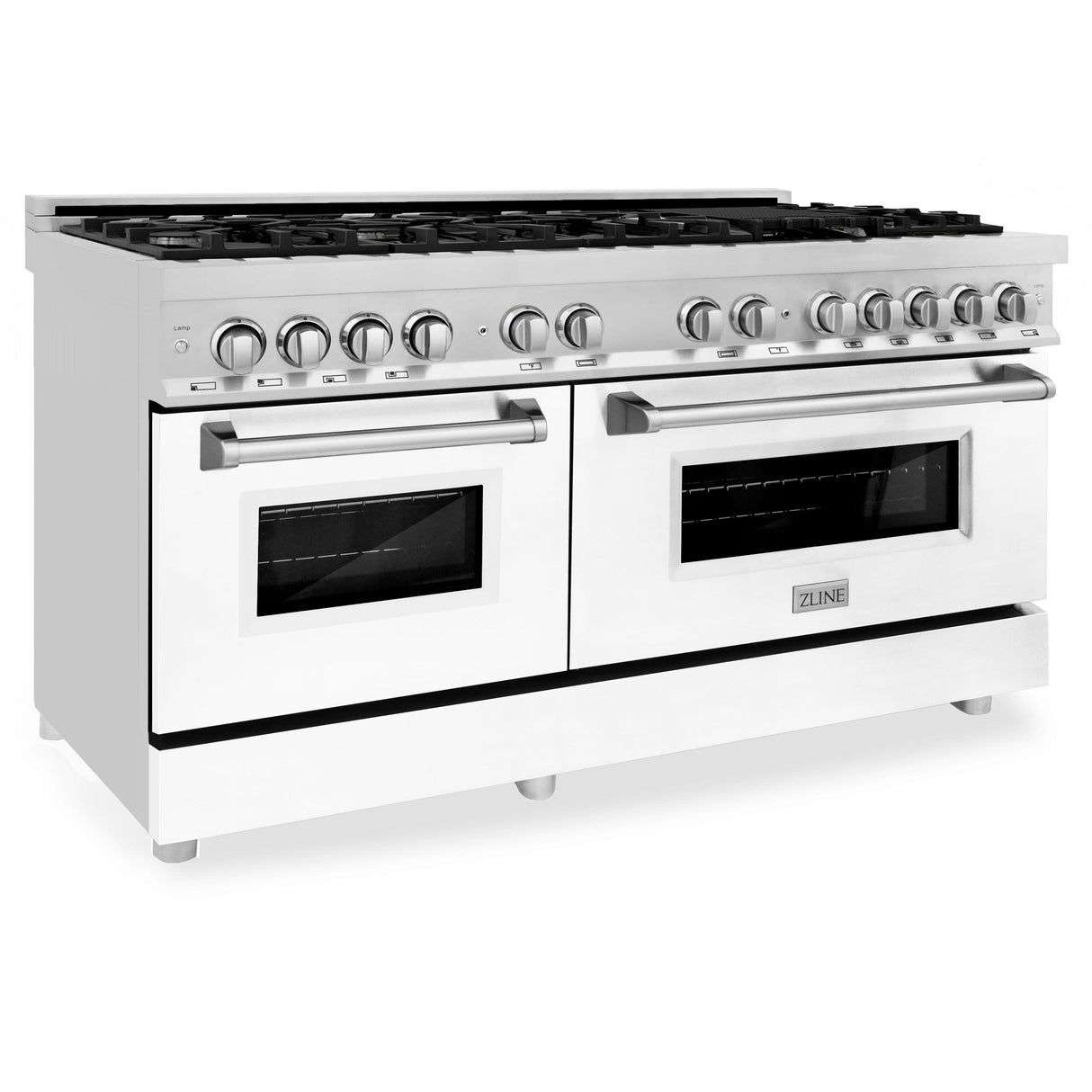 ZLINE 60 in. 7.4 cu. ft. Dual Fuel Range with Gas Stove and Electric Oven in Stainless Steel with Color Options (RA60) [Color: White Matte] - (RAWM60)