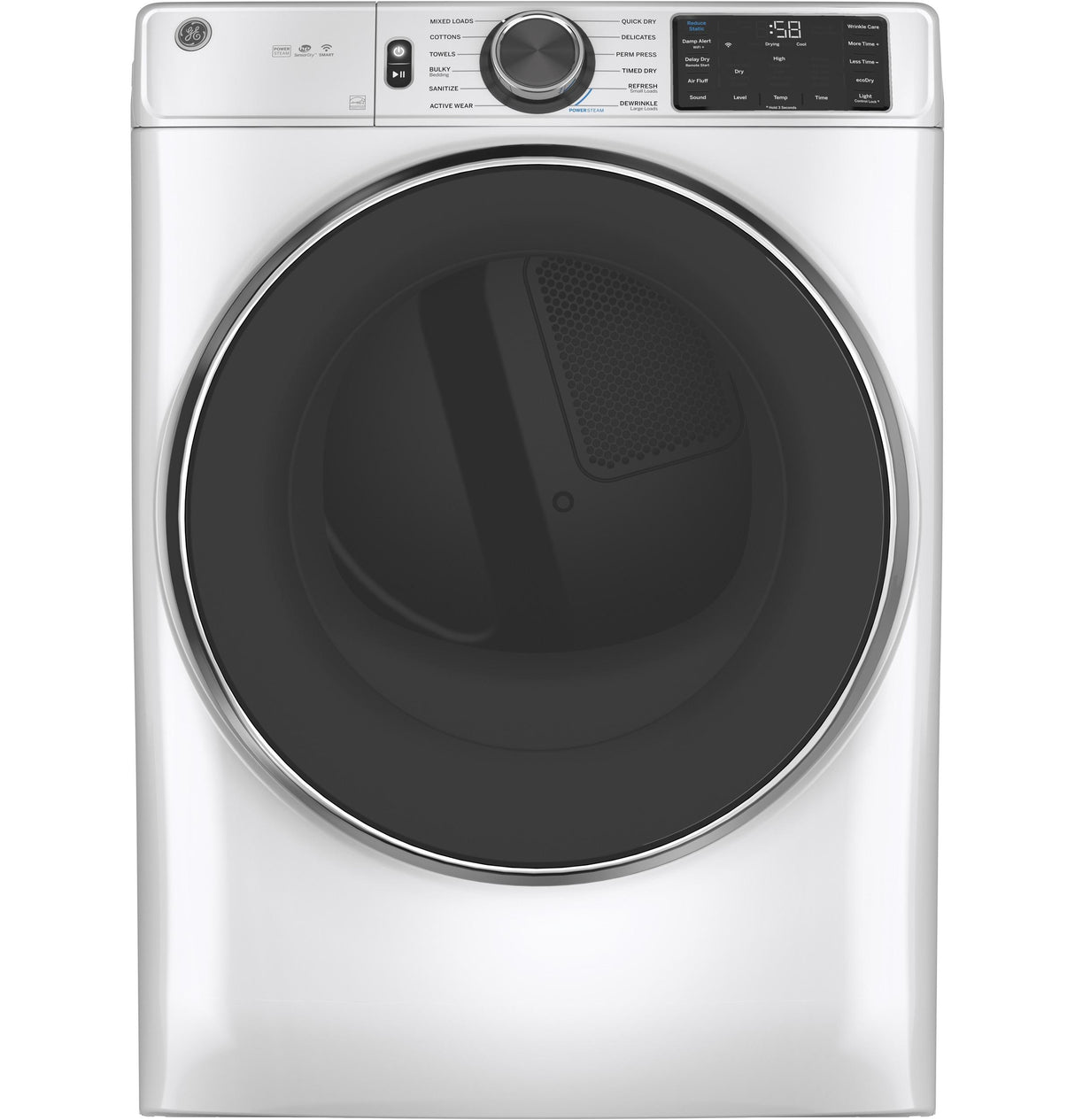 GE(R) ENERGY STAR(R) 7.8 cu. ft. Capacity Smart Front Load Electric Dryer with Steam and Sanitize Cycle - (GFD65ESSNWW)