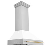 ZLINE 36 in. Autograph Edition Stainless Steel Range Hood with White Matte Shell and Accents (8654STZ-WM36) [Color: Gold] - (8654STZWM36G)