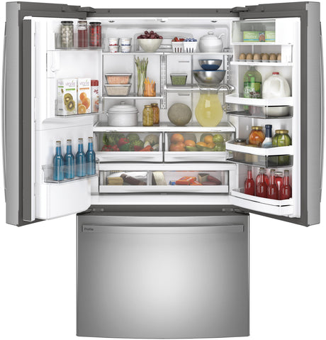 GE Profile(TM) Series ENERGY STAR(R) 22.1 Cu. Ft. Counter-Depth Fingerprint Resistant French-Door Refrigerator with Hands-Free AutoFill - (PYE22KYNFS)