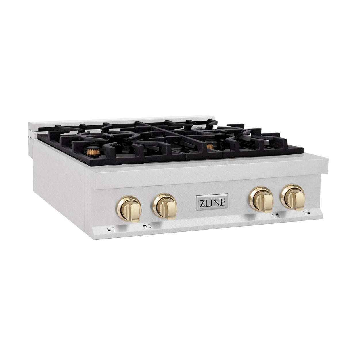 ZLINE Autograph Edition 30" Porcelain Rangetop with 4 Gas Burners in Fingerprint Resistant Stainless Steel and Polished Gold Accents (RTSZ-30-G) - (RTSZ30G)