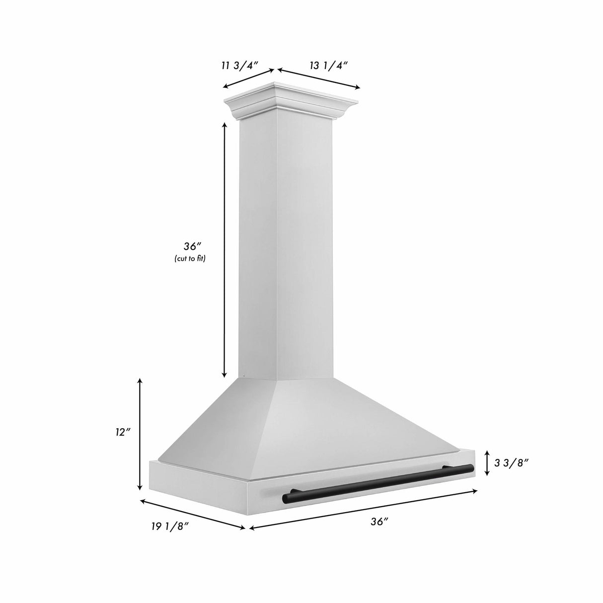 ZLINE 36 in. Autograph Edition Convertible Stainless Steel Range Hood with Stainless Steel Shell [Color: Matte Black Accents] - (KB4STZ36MB)