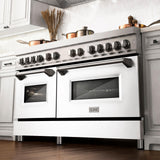 ZLINE 60 in. 7.4 cu. ft. Dual Fuel Range with Gas Stove and Electric Oven in Stainless Steel with Color Options (RA60) [Color: White Matte] - (RAWM60)