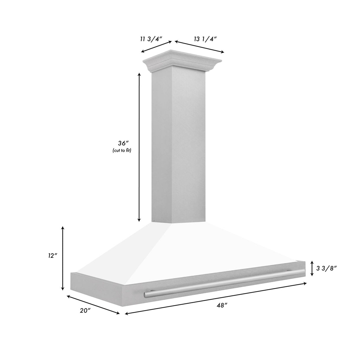 ZLINE 48 in. Convertible Fingerprint Resistant DuraSnow' Stainless Steel Range Hood with Stainless Steel Handle (KB4SNX-48) [Color: White Matte Shell] - (KB4SNXWM48)