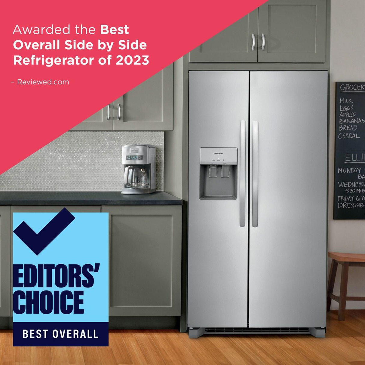 Frigidaire 25.6 Cu. Ft. 36" Standard Depth Side by Side Refrigerator - (FRSS2623AS)