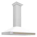 ZLINE 48 in. Autograph Edition Convertible Stainless Steel Range Hood with White Matte Shell and Champagne Bronze Accents (KB4STZ-WM48-CB) [Color: Champagne Bronze Accents] - (KB4STZWM48CB)