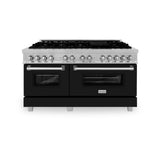 ZLINE 60 in. 7.4 cu. ft. Dual Fuel Range with Gas Stove and Electric Oven in DuraSnow Stainless Steel and Colored Door Options (RAS-60) [Color: DuraSnow Stainless Steel with Black Matte Door] - (RASBLM60)