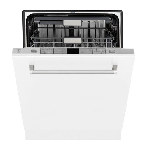 ZLINE 24" Monument Series 3rd Rack Top Touch Control Dishwasher with Stainless Steel Tub, 45dBa (DWMT-24) [Color: White Matte] - (DWMTWM24)