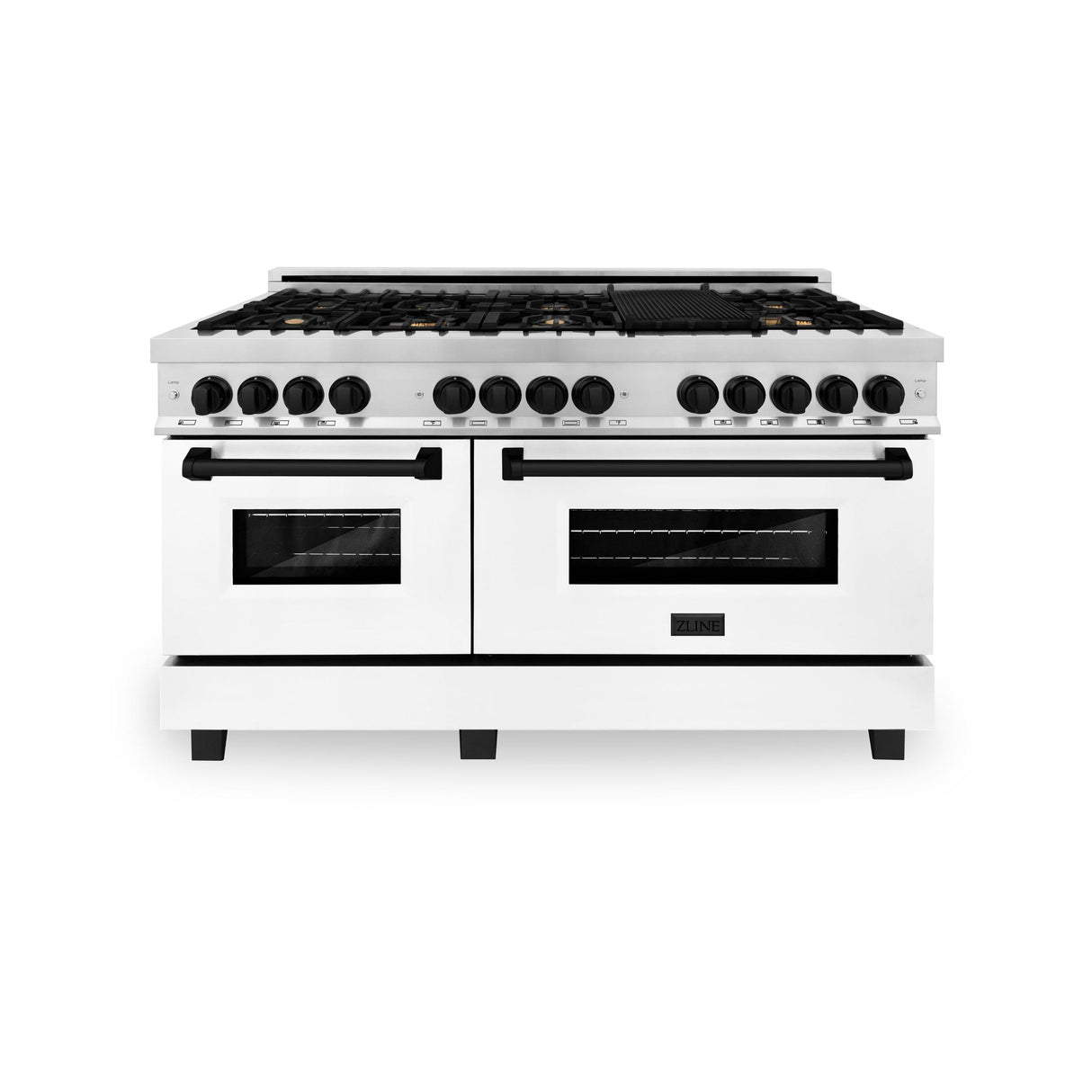 ZLINE Autograph Edition 60" 7.4 cu. ft. Dual Fuel Range with Gas Stove and Electric Oven in Stainless Steel with White Matte Door and Accents (RAZ-WM-60) [Color: Matte Black] - (RAZWM60MB)