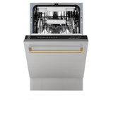 ZLINE Autograph Edition 18' Compact 3rd Rack Top Control Dishwasher in Stainless Steel with Accent Handle, 51dBa (DWVZ-304-18) [Color: Champagne Bronze] - (DWVZ30418CB)