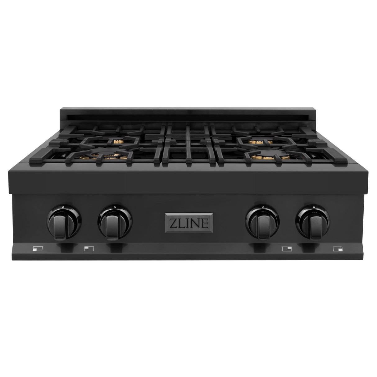 ZLINE 30 in. Porcelain Rangetop in Black Stainless with 4 Gas Burners (RTB-BR-30) with Brass Burners - (RTBBR30)