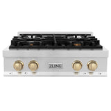 ZLINE 30 In. Autograph Edition Rangetop in Stainless Steel with Gold Accents (RTZ-30-G) - (RTZ30G)