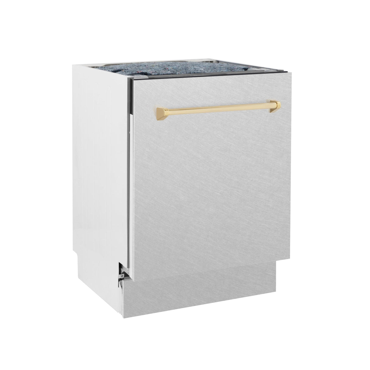 ZLINE Autograph Edition 24" 3rd Rack Top Control Tall Tub Dishwasher in DuraSnow Stainless Steel with Accent Handle, 51dBa (DWVZ-SN-24) [Color: Gold] - (DWVZSN24G)