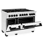 ZLINE Autograph Edition 48" 6.0 cu. ft. Dual Fuel Range with Gas Stove and Electric Oven in Stainless Steel with White Matte Door with Accents (RAZ-WM-48) [Color: Matte Black] - (RAZWM48MB)