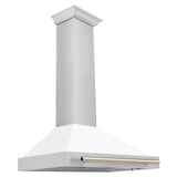 ZLINE 36 in. Autograph Edition Convertible Stainless Steel Range Hood with White Matte Shell (KB4STZ-WM36) [Color: Gold Accents] - (KB4STZWM36G)