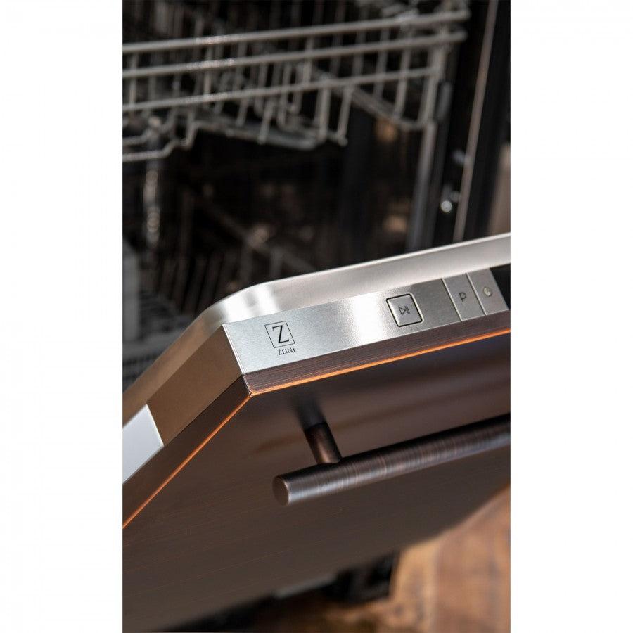 ZLINE 24 in. Top Control Dishwasher with Stainless Steel Tub and Modern Style Handle, 52dBa (DW-24) [Color: Oil Rubbed Bronze] - (DWORB24)