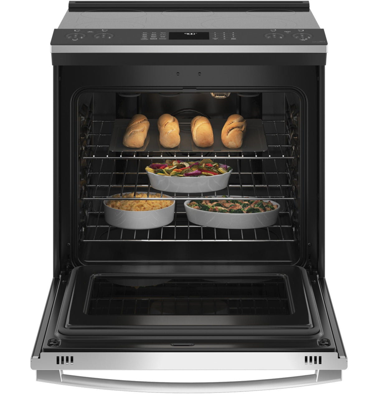 GE Profile(TM) 30" Smart Slide-In Electric Convection Fingerprint Resistant Range with No Preheat Air Fry - (PSS93YPFS)