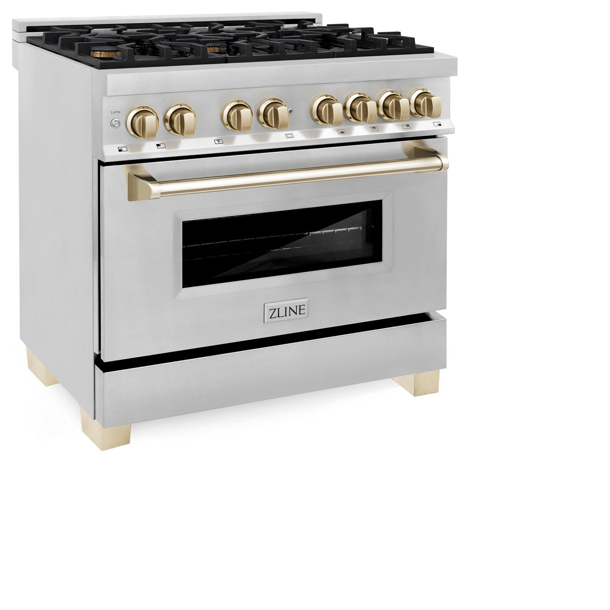 ZLINE Autograph Edition 36" 4.6 cu. ft. Dual Fuel Range with Gas Stove and Electric Oven in Stainless Steel with Accents (RAZ-36) [Color: Gold] - (RAZ36G)