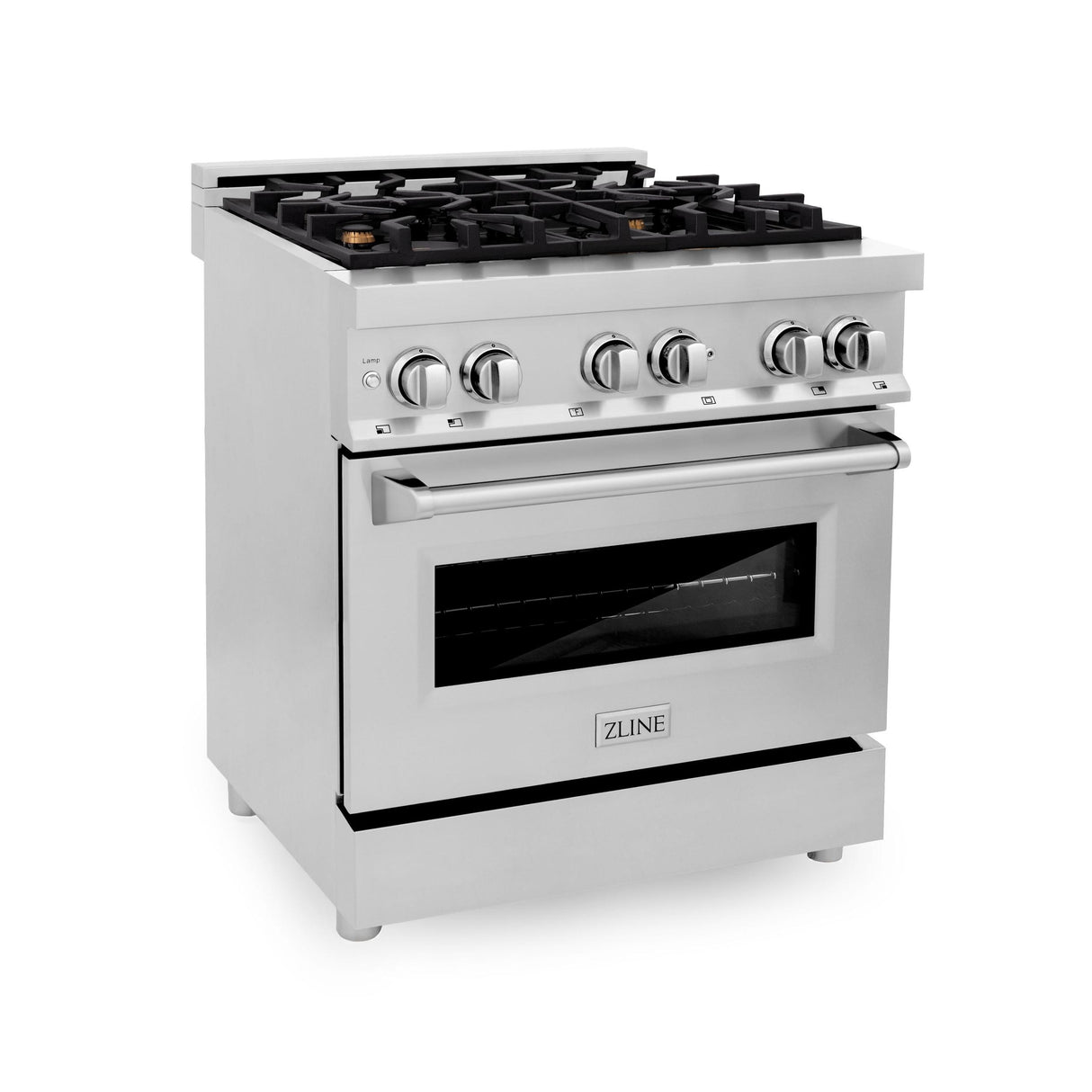 ZLINE 30 in. Dual Fuel Range with Gas Stove and Electric Oven in Stainless Steel (RA30) [Color: Stainless Steel With Brass Burners] - (RABR30)