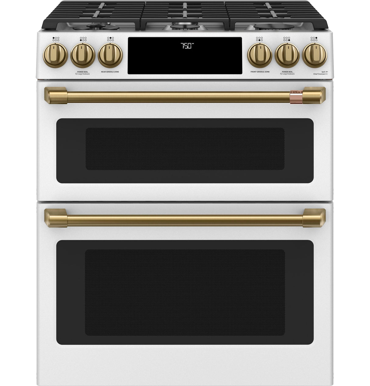 Caf(eback)(TM) 30" Smart Slide-In, Front-Control, Gas Double-Oven Range with Convection - (CGS750P4MW2)