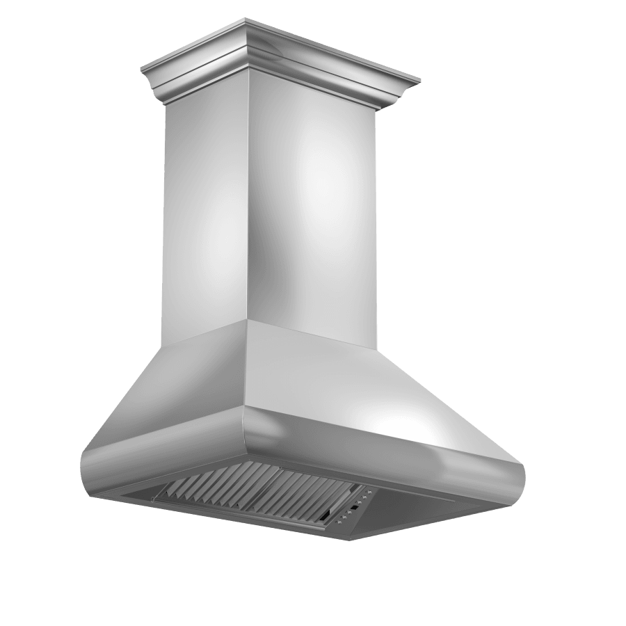 ZLINE Professional Convertible Vent Wall Mount Range Hood in Stainless Steel with Crown Molding (587CRN) - (587CRN30)