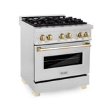 ZLINE Autograph Edition 30" 4.0 cu. ft. Dual Fuel Range with Gas Stove and Electric Oven in DuraSnow Stainless Steel with Accents (RASZ-SN-30) [Color: Gold] - (RASZSN30G)