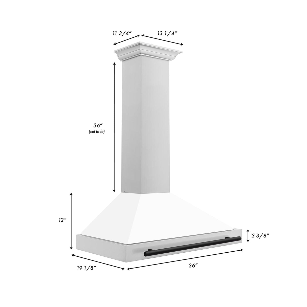 ZLINE 36 in. Autograph Edition Convertible Stainless Steel Range Hood with White Matte Shell (KB4STZ-WM36) [Color: Matte Black Accents] - (KB4STZWM36MB)