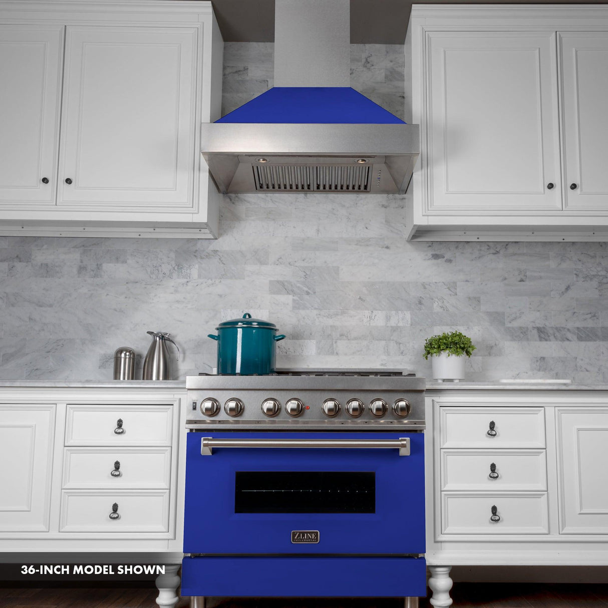 ZLINE 30 in. 4.0 cu. ft. Dual Fuel Range with Gas Stove and Electric Oven in All DuraSnow Stainless Steel with Color Door Options (RAS-SN-30) [Color: Blue Matte] - (RASBM30)