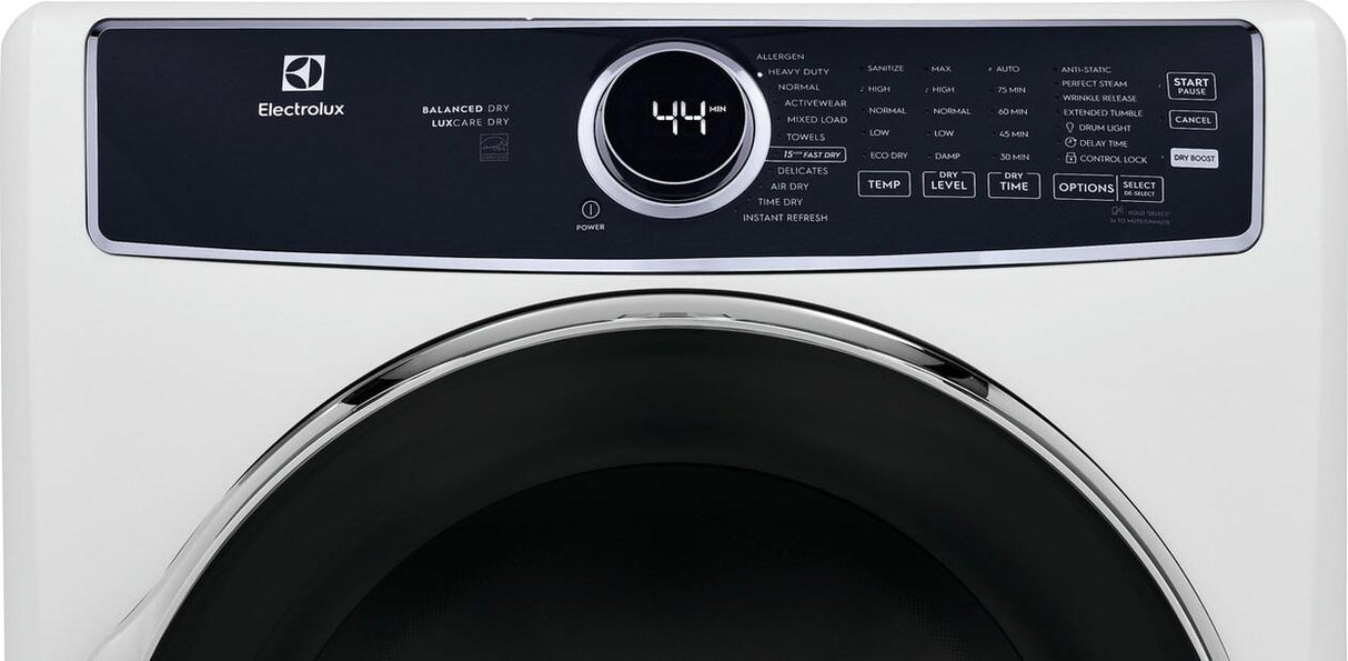 Electrolux Front Load Perfect Steam(TM) Electric Dryer with Balanced Dry(TM) and Instant Refresh - 8.0 Cu. Ft. - (ELFE7637AW)