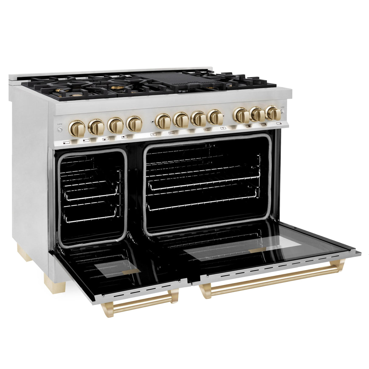 ZLINE Autograph Edition 48" 6.0 cu. ft. Dual Fuel Range with Gas Stove and Electric Oven in Stainless Steel with Accents (RAZ-48) [Color: Gold] - (RAZ48G)