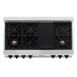 ZLINE Autograph Edition 48" Porcelain Rangetop with 7 Gas Burners in Fingerprint Resistant Stainless Steel and Matte Black Accents (RTSZ-48-MB) - (RTSZ48MB)