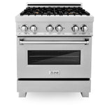 ZLINE 30 in. 4.0 cu. ft. Electric Oven and Gas Cooktop Dual Fuel Range with Griddle and Brass Burners in Fingerprint Resistant Stainless (RAS-SN-BR-GR-30) - (RASSNBRGR30)