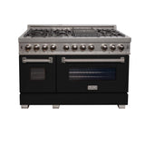 ZLINE 48 in. DuraSnow Stainless Steel 6.0 cu.ft. 7 Gas Burner/Electric Oven Range with Color Door Options (RAS-SN-48) [Color: Black Matte] - (RASBLM48)