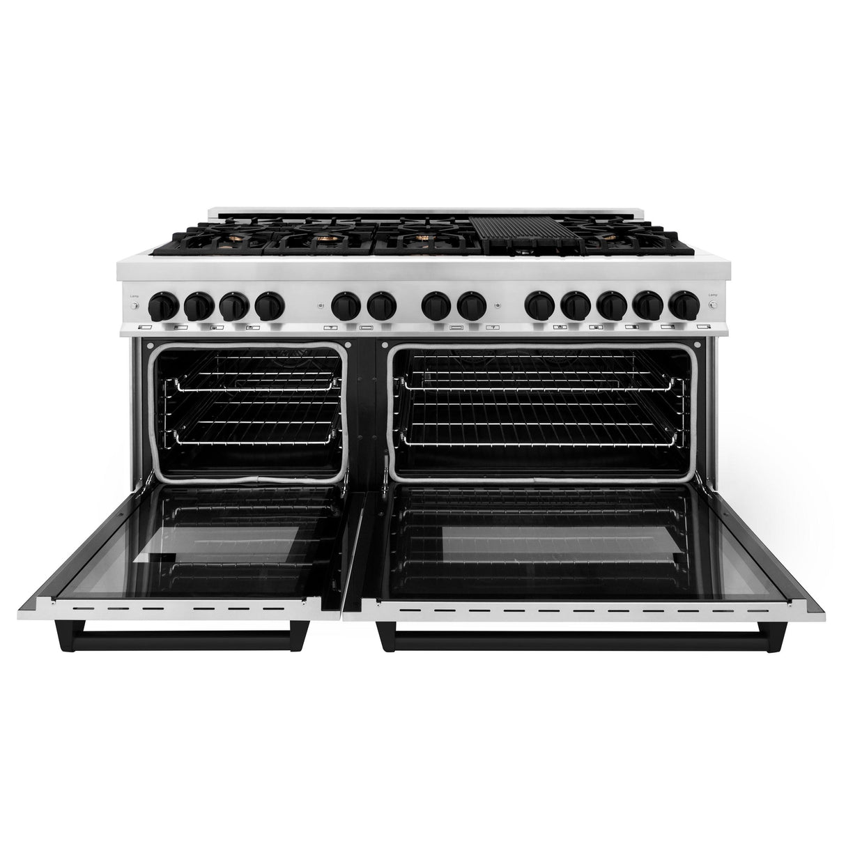 ZLINE Autograph Edition 60" 7.4 cu. ft. Dual Fuel Range with Gas Stove and Electric Oven in Stainless Steel with Accents (RAZ-60) [Color: Matte Black] - (RAZ60MB)