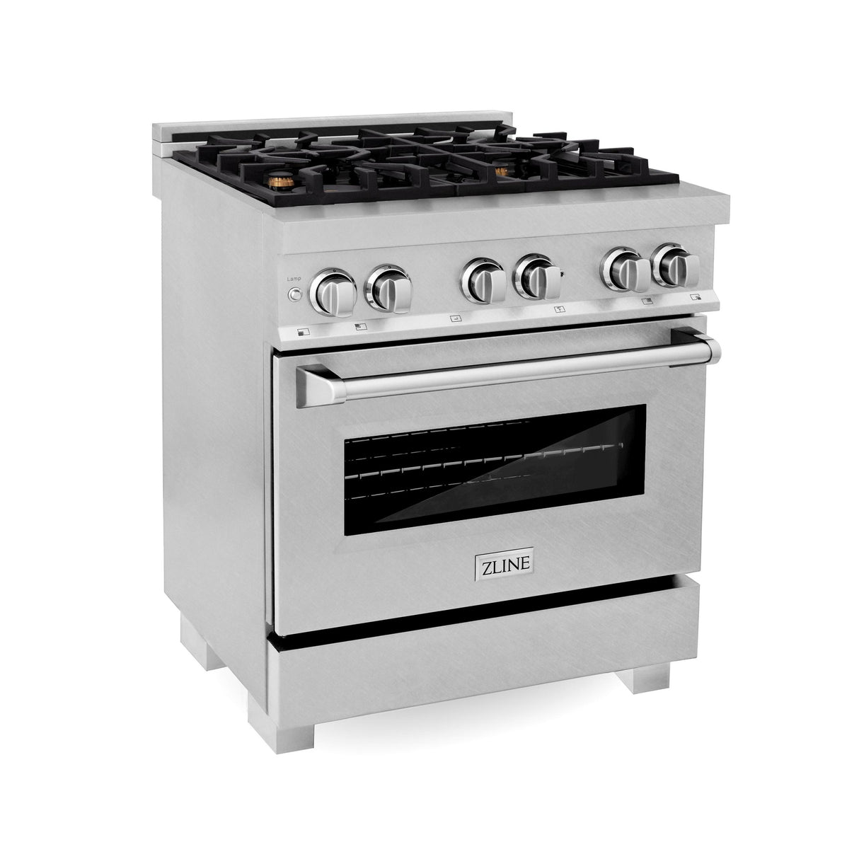 ZLINE 30 in. 4.0 cu. ft. Dual Fuel Range with Gas Stove and Electric Oven in All DuraSnow Stainless Steel with Color Door Options (RAS-SN-30) [Color: DuraSnow Stainless Steel with Brass Burners] - (RASSNBR30)