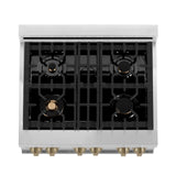 ZLINE Autograph Edition 30 in. 4.0 cu. ft. Dual Fuel Range with Gas Stove and Electric Oven in Stainless Steel with White Matte Door and Accents (RAZ-WM-30) [Color: Champagne Bronze] - (RAZWM30CB)