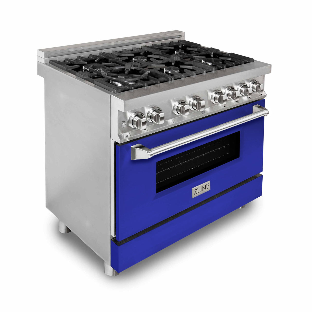 ZLINE 36 in. Dual Fuel Range with Gas Stove and Electric Oven in Stainless Steel (RA36) [Color: Blue Matte] - (RABM36)