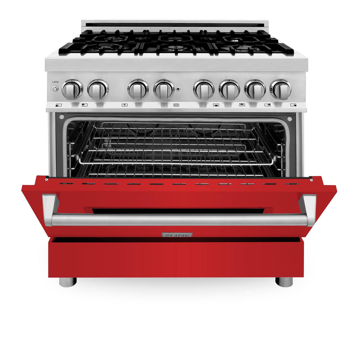 ZLINE 36 in. Dual Fuel Range with Gas Stove and Electric Oven in Stainless Steel (RA36) [Color: Red Matte] - (RARM36)