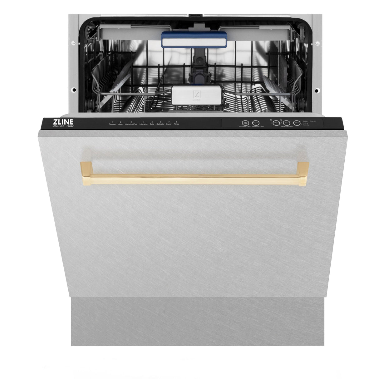 ZLINE Autograph Edition 24" 3rd Rack Top Control Tall Tub Dishwasher in DuraSnow Stainless Steel with Accent Handle, 51dBa (DWVZ-SN-24) [Color: Gold] - (DWVZSN24G)