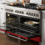 ZLINE 60 in. 7.4 cu. ft. Dual Fuel Range with Gas Stove and Electric Oven in Stainless Steel with Color Options (RA60) [Color: Red Gloss] - (RARG60)