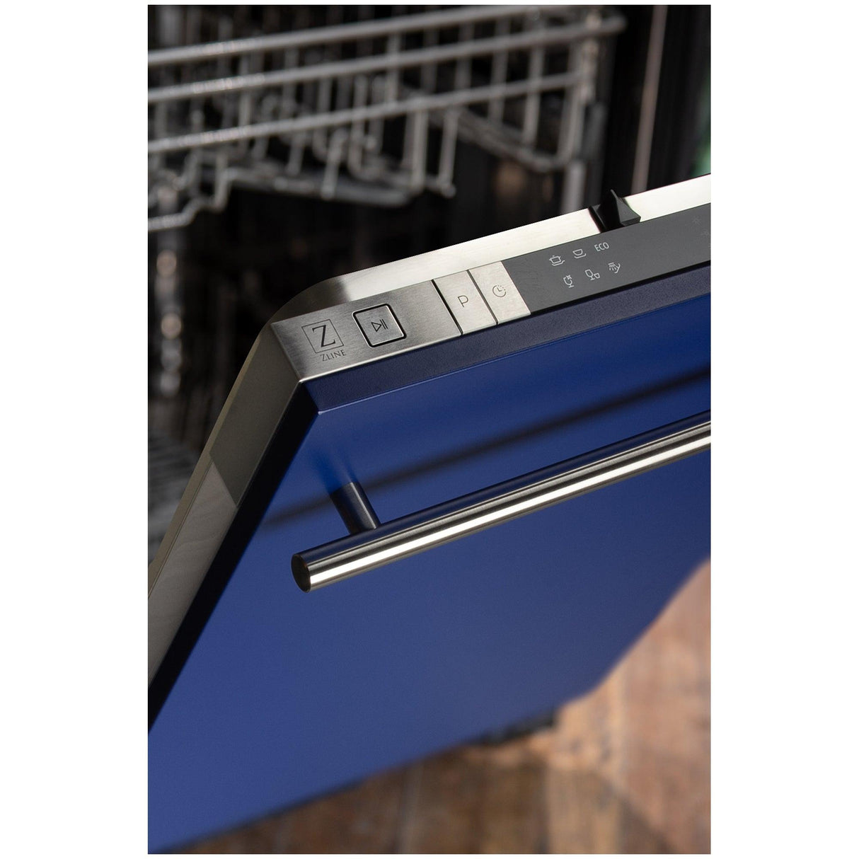 ZLINE 18 in. Compact Top Control Dishwasher with Stainless Steel Tub and Modern Style Handle, 52 dBa (DW-18) [Color: Blue Matte] - (DWBMH18)