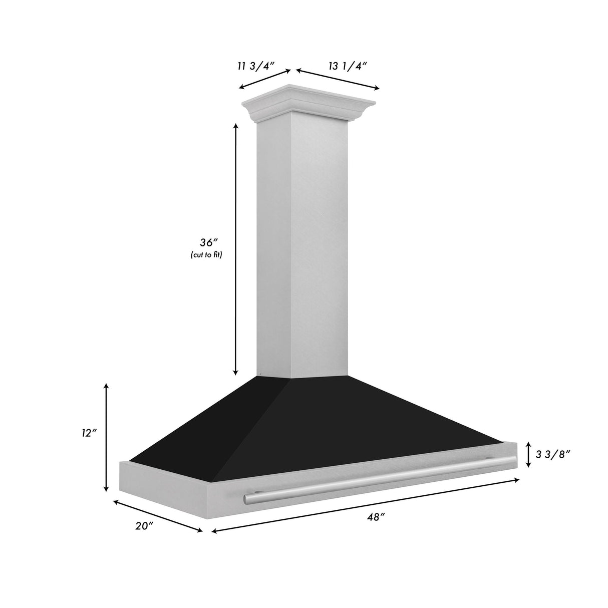 ZLINE 48 in. Convertible Fingerprint Resistant DuraSnow' Stainless Steel Range Hood with Stainless Steel Handle (KB4SNX-48) [Color: Black Matte Shell] - (KB4SNXBLM48)