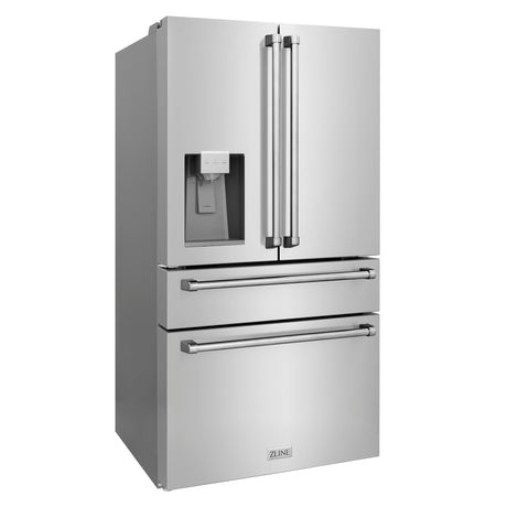 ZLINE 36" 21.6 cu. ft Freestanding French Door Refrigerator with Water and Ice Dispenser in Fingerprint Resistant Stainless Steel (RFM-W-36) [Color: Fingerprint Resistant Stainless Steel] - (RFMW36)